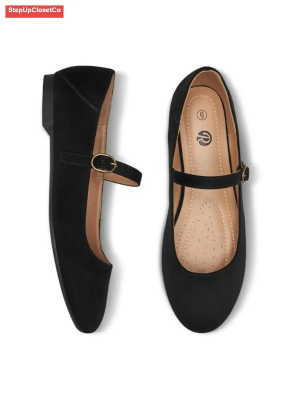 Women's Mary Jane Flats with Buckle Strap Round Toe Comfort Dress Shoes Work